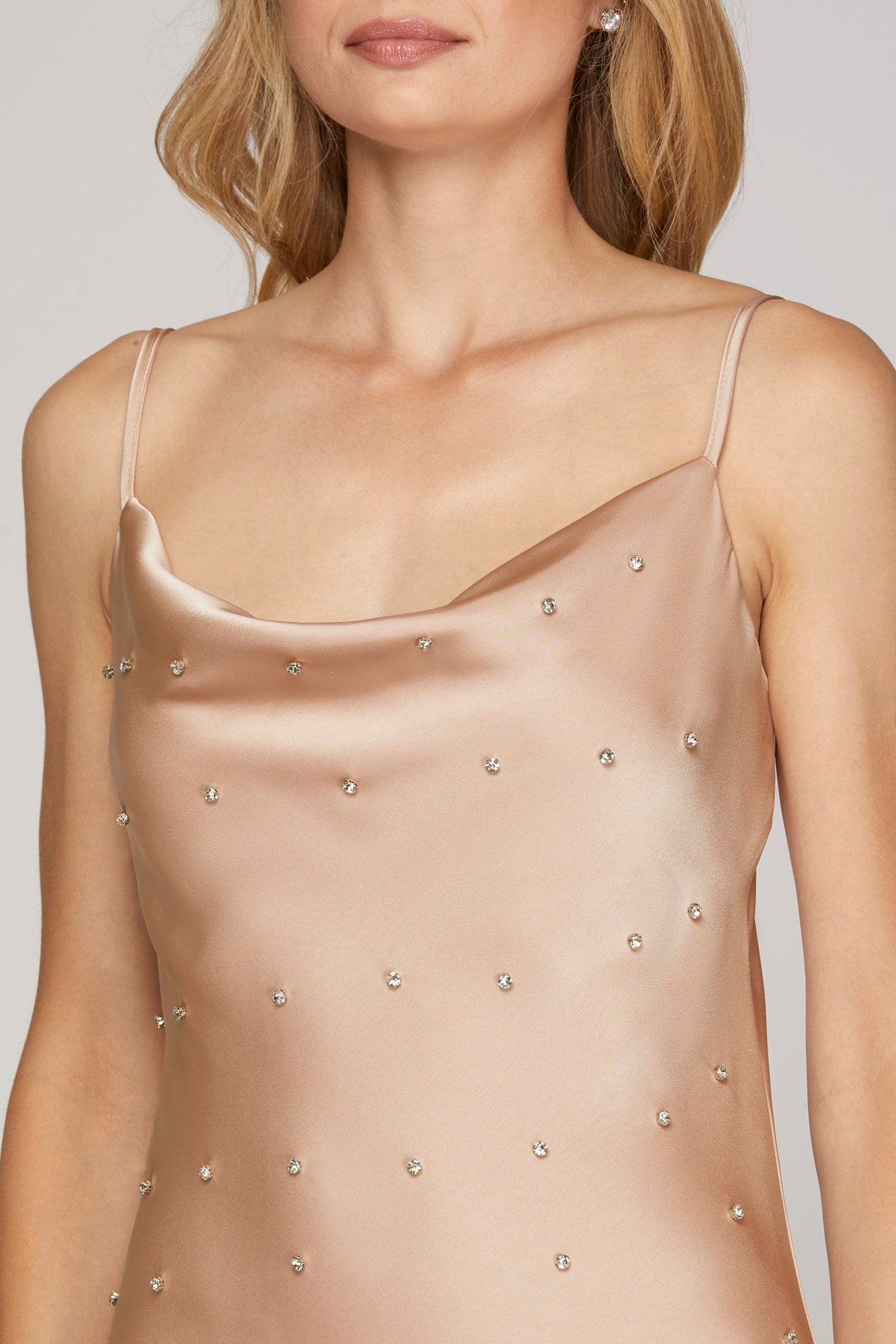 COWL NECK RHINESTONE CAMI MIDI DRESS - Gopher Lane Boutique & Gifts