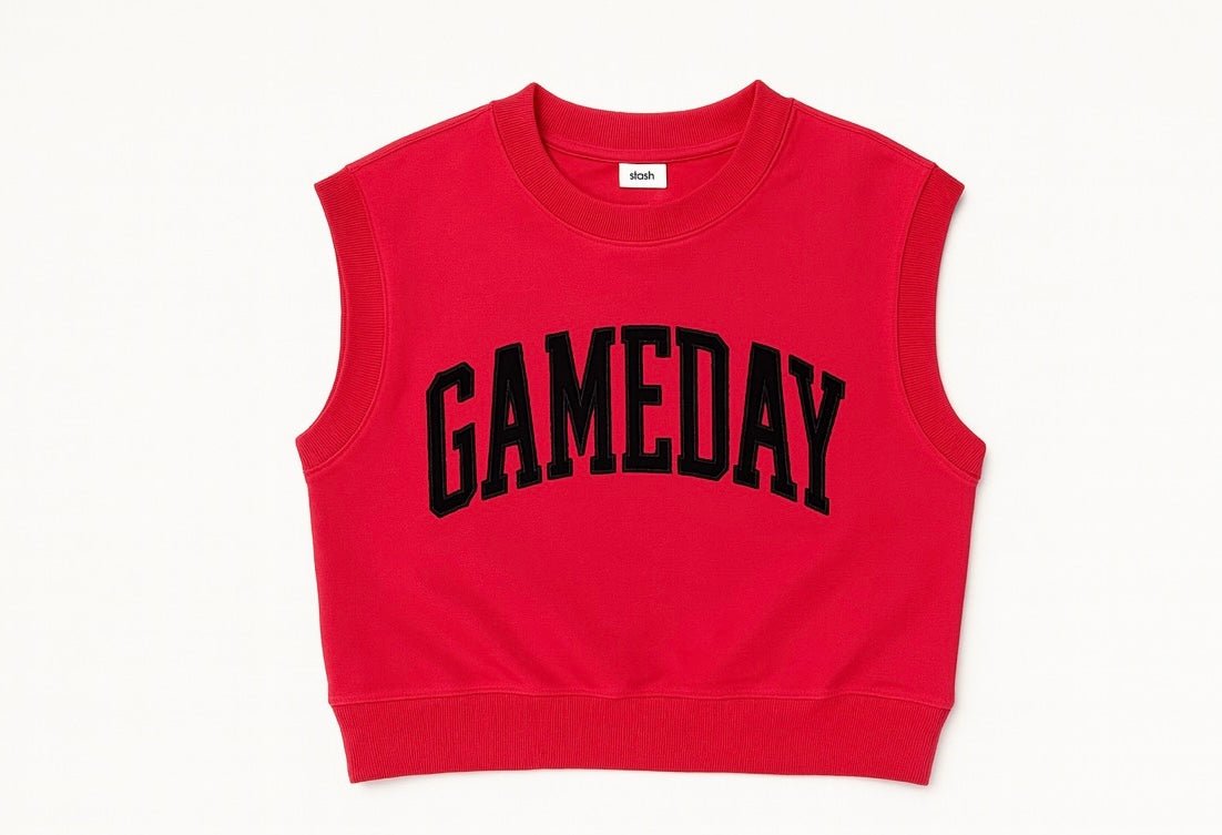 THE GAMEDAY SPIRIT TOP-RED/BLACK