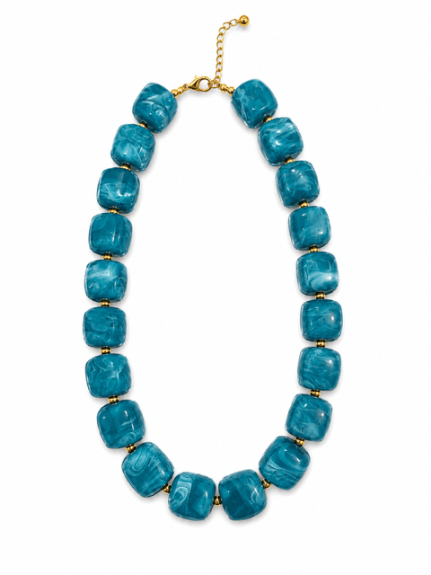 HART DESIGNS TURQUOISE SQUARE BEAD CHUNKY NECKLACE - Gopher Lane Boutique & Gifts