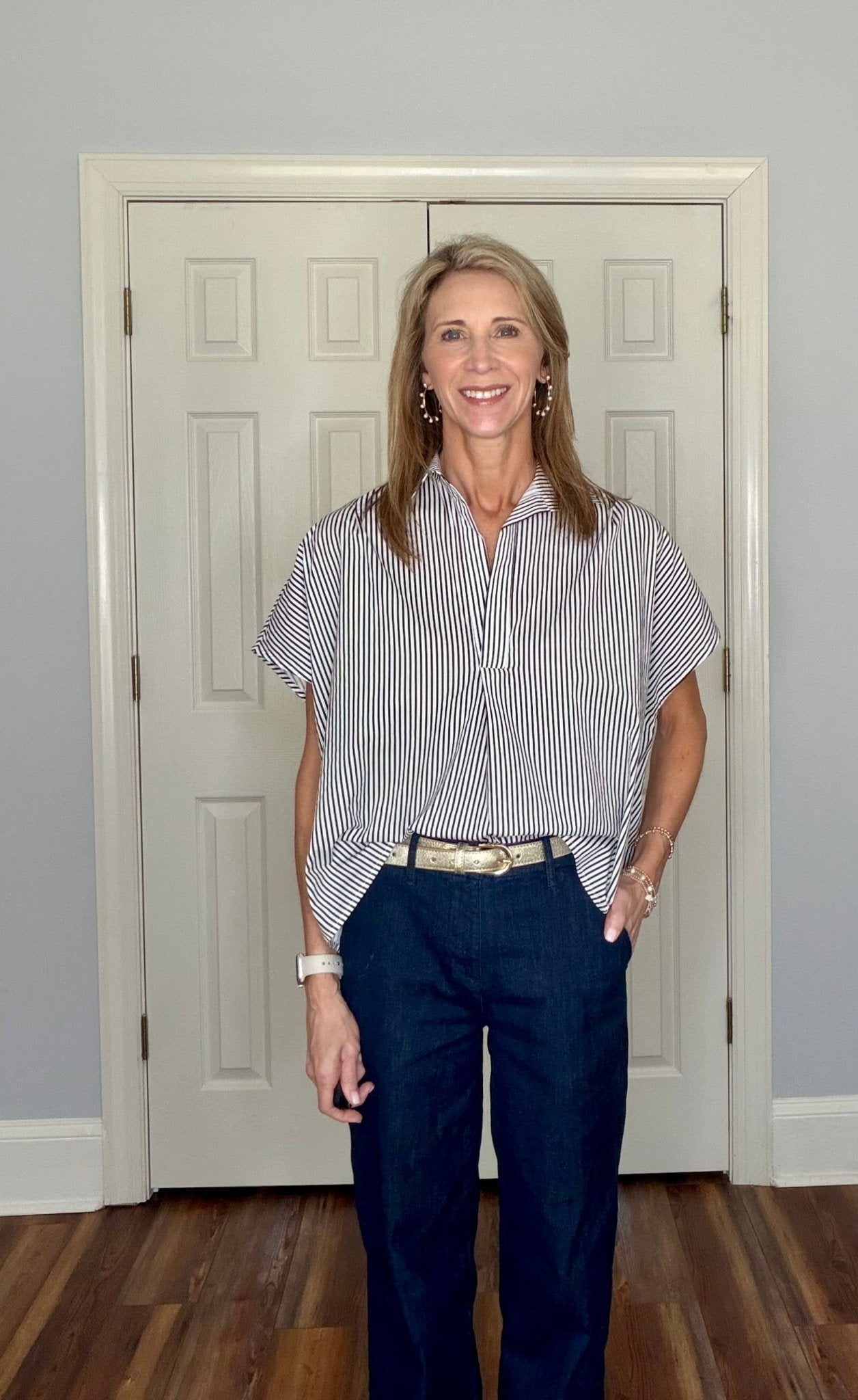 HAYDEN PINSTRIPE TOP BY KARLIE - Gopher Lane Boutique & Gifts