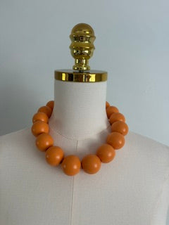 ORANGE WOODEN BEADED NECKLACE