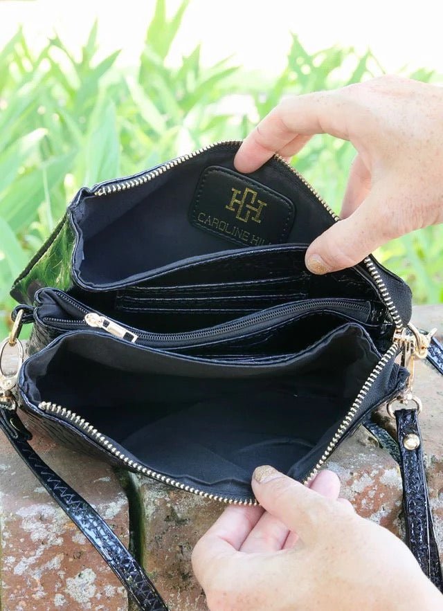 LIZ CUSTOM COLLECTION CROSSBODY BAG - BLACK PATENT - Gopher Lane Boutique & Gifts