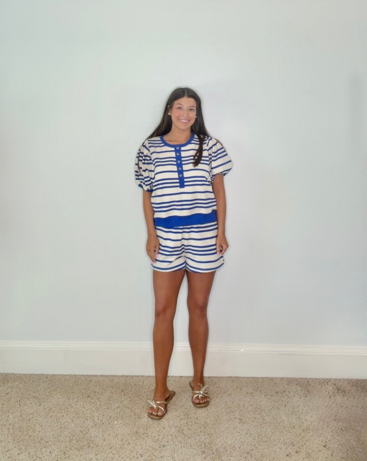 MARINA STRIPED PUFF SLEEVE KNIT SET - Gopher Lane Boutique & Gifts