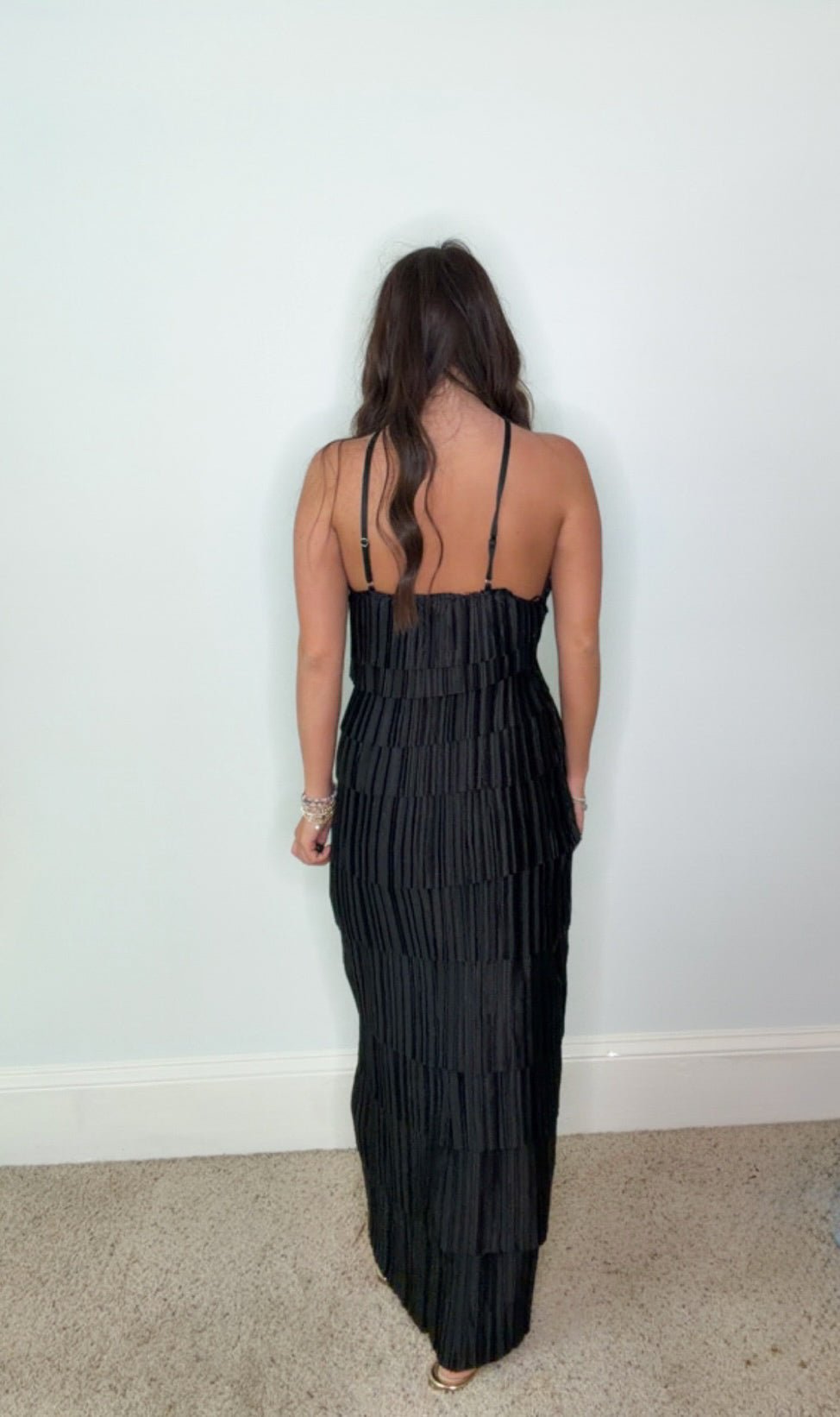 ONYX TIRERED PLEAT HALTER MAXI DRESS - Gopher Lane Boutique & Gifts