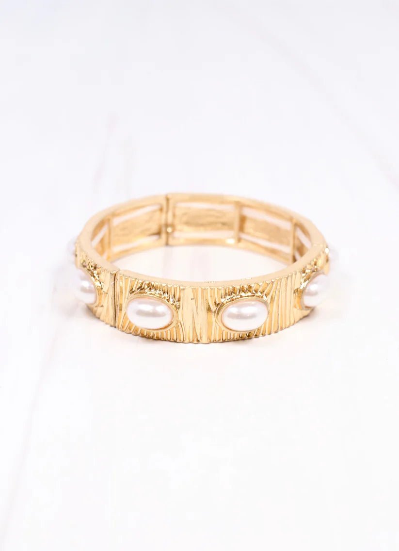 PASCAL PEARL STRETCH BRACELET - GOLD - Gopher Lane Boutique & Gifts