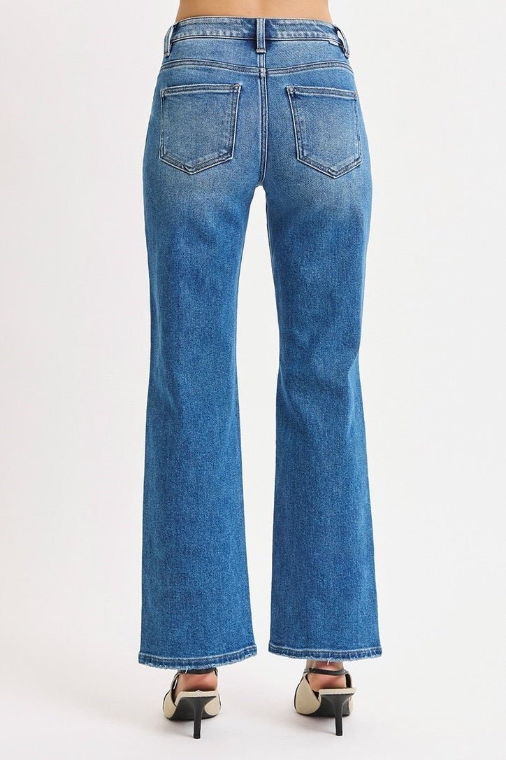 RISEN JEANS HIGH RISE ANKLE STRAIGHT WITH FRONT BODY DISTRESSED JEANS - Gopher Lane Boutique & Gifts