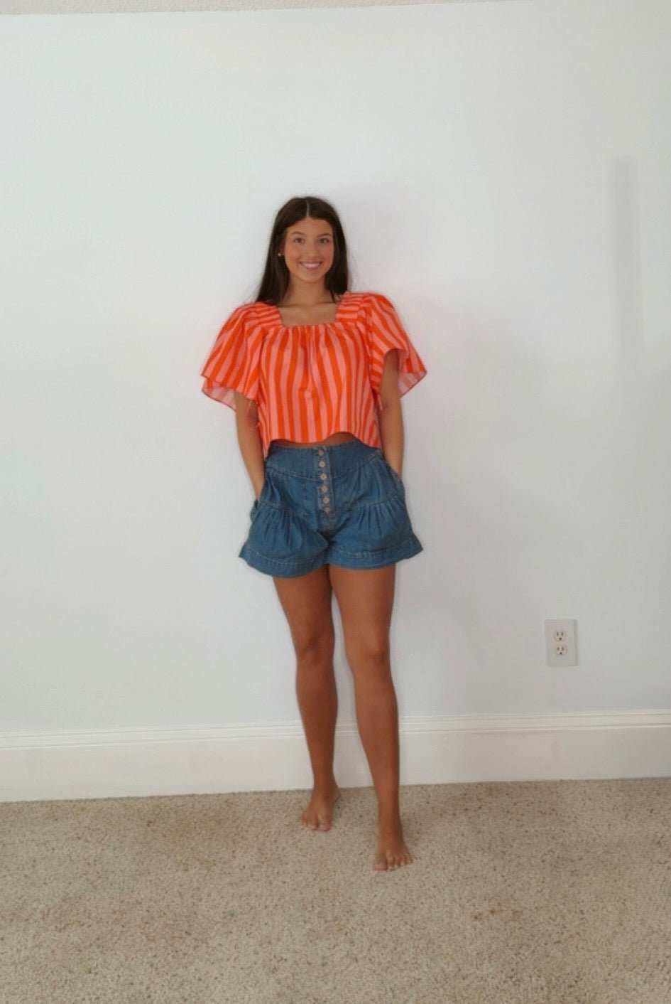 SUNSET SORBET FLUTTER SLEEVE TOP BY KARLIE - Gopher Lane Boutique & Gifts
