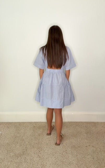 THE BLAIRE STRIPED OPEN-BACK SHIRT DRESS BY KARLIE - Gopher Lane Boutique & Gifts