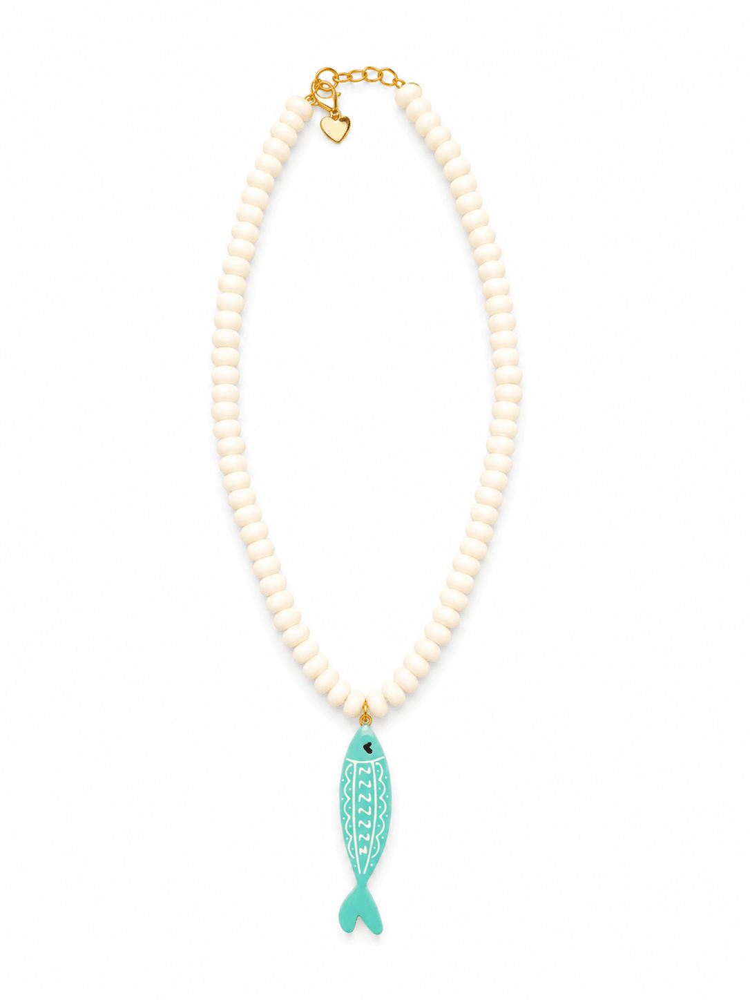 WHITE BEADED TEAL FISH CHARM NECKLACE - Gopher Lane Boutique & Gifts