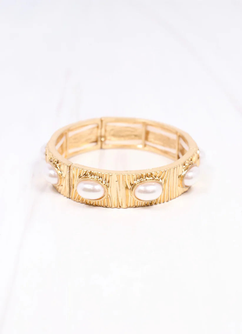 PASCAL PEARL STRETCH BRACELET-GOLD
