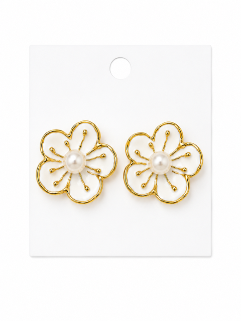 HART DESIGN PEARL BLOSSOM STUD EARINGS