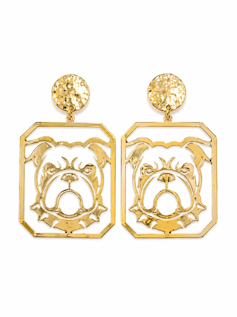 GOLD BULLDOG OPEN CUT OUT 2” EARRING