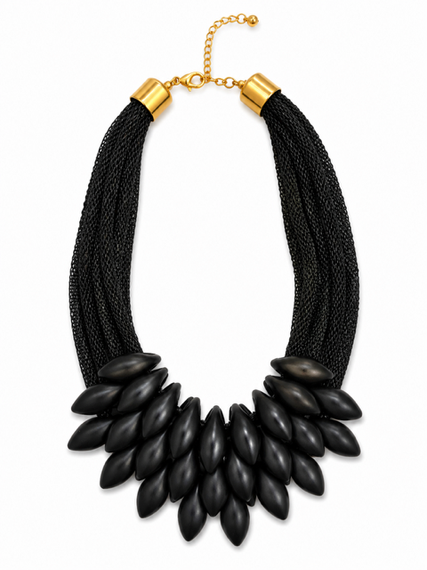 HART DESIGNS BLACK MESH CHAIN WITH SCULPTURAL ACCENTS NECKLACE