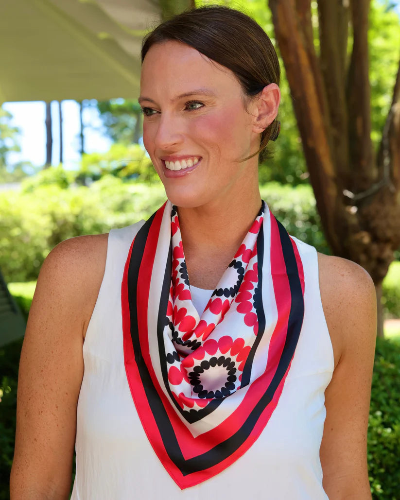 LUCY FLORAL SCARF MEDIUM- RED BLACK