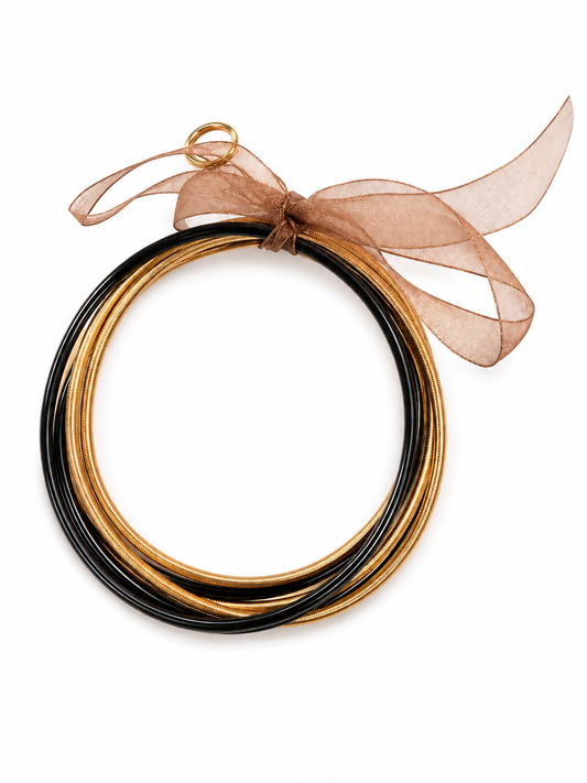 GUITAR STRING BRACLET SET/BLACK/GOLD