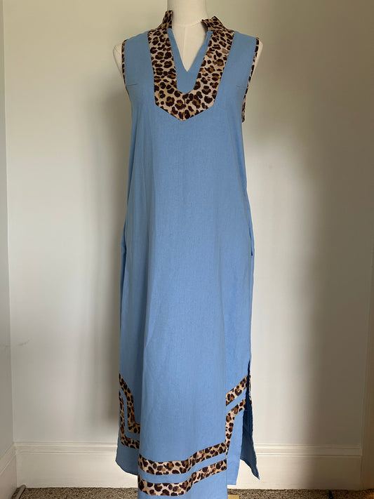 SOPHISTICATED LEOPARD TRIM MIDI DRESS