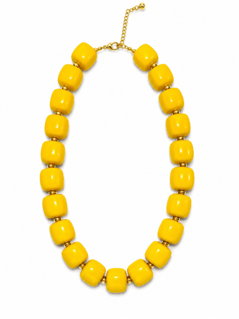 HART DESIGNS MUSTARD YELLOW SQUARED BEADED NECKLACE