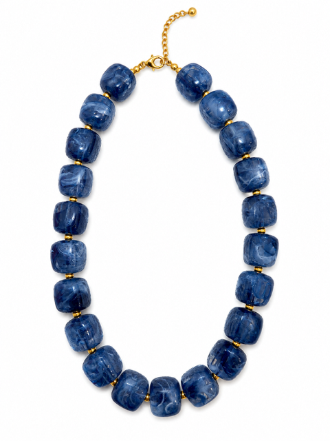 HART DESIGNS OCEAN BLUE SQUARED BEADED CHUNKY NECKLACE