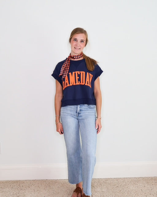 THE GAMEDAY SPIRIT TOP- NAVY/ORANGE
