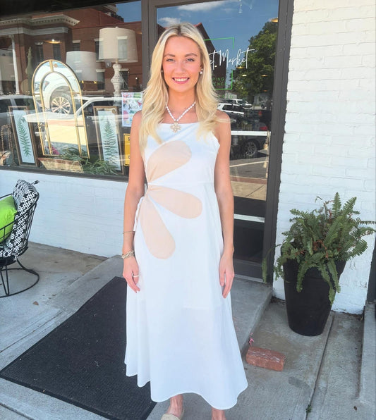 PETAL PRINT MIDI DRESS