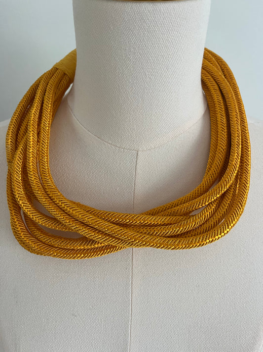 MUTLI STRAND ROPE NEKCLACE- MUSTARD
