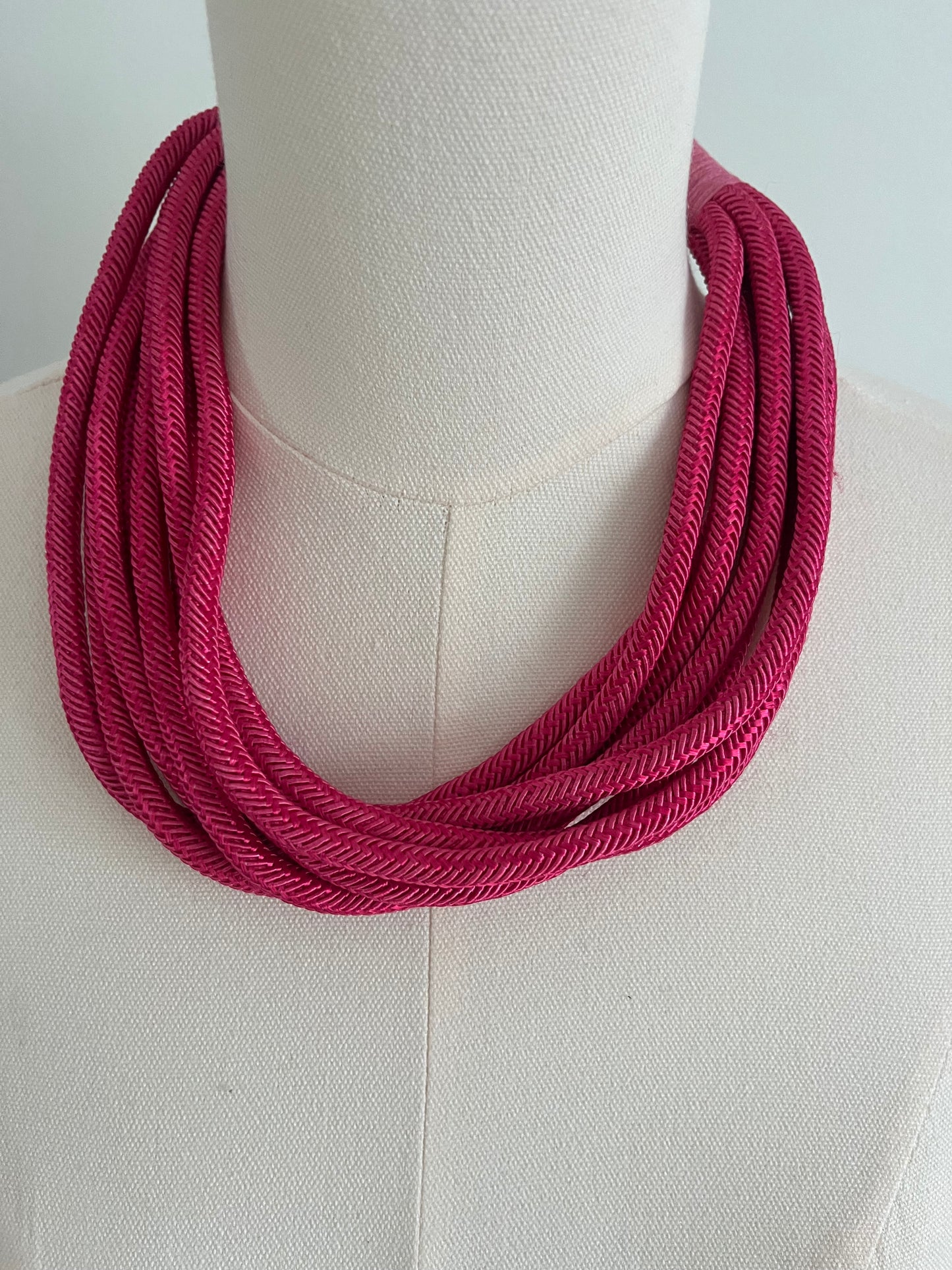 MULTI STRAND ROPE NECKLACE- FUSCHIA