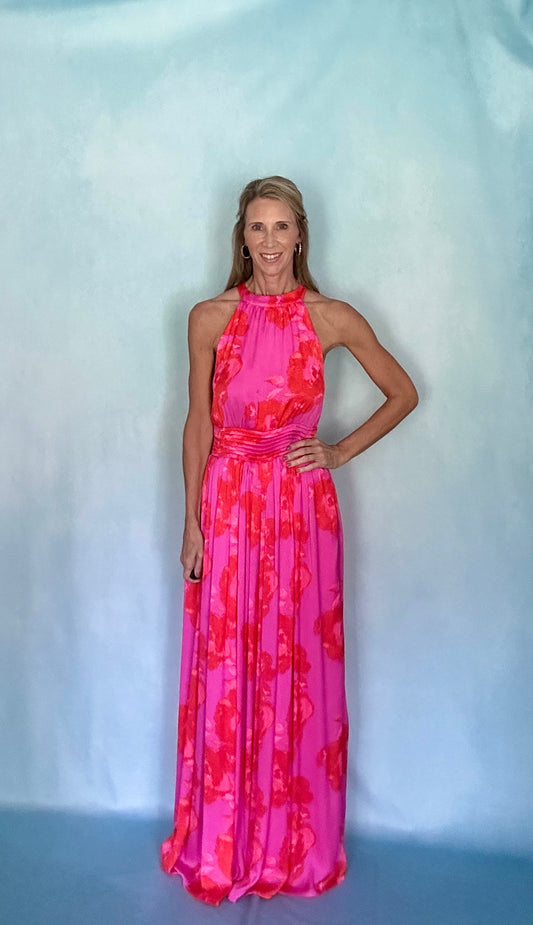 FUCHSIA BLOOMS MAXI DRESS