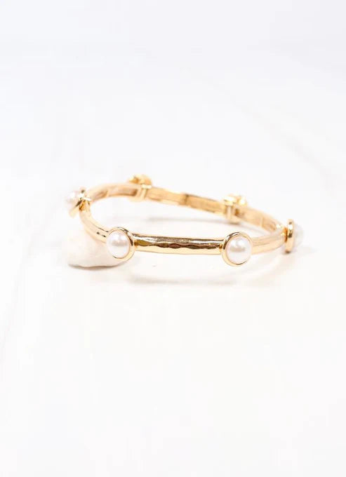 MONA PEARL STRETCH BRACELET-GOLD
