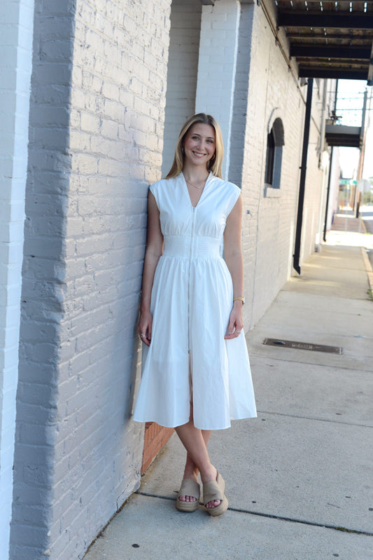 WHITE BLOSSOM MIDI DRESS