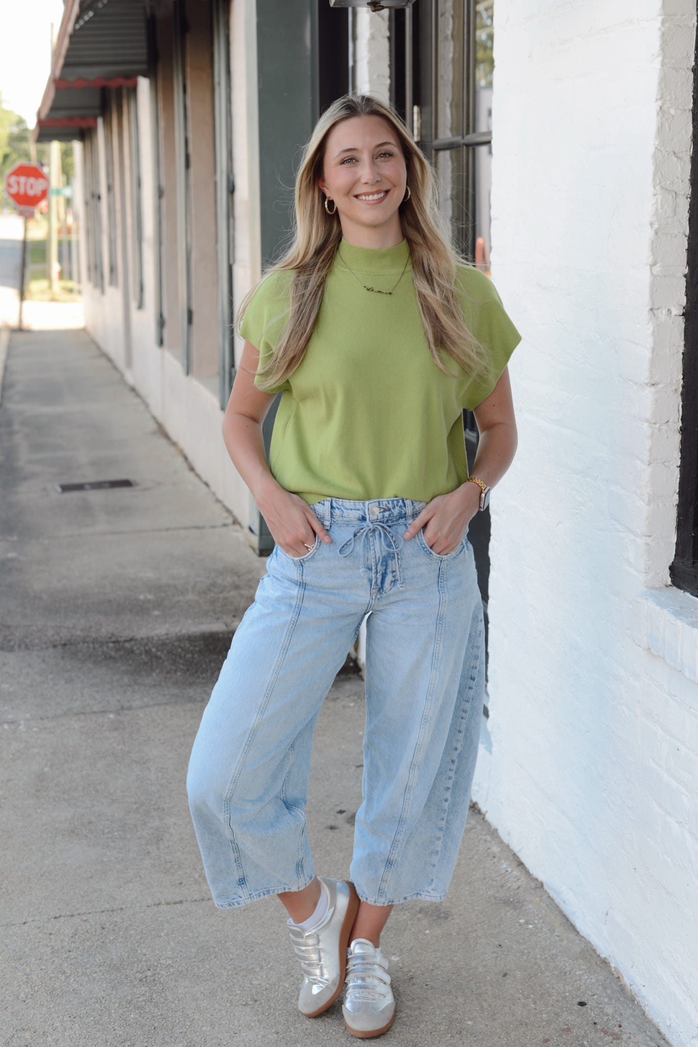 ASHLYN MOCK NECK TOP WITH CAP SLEEVES