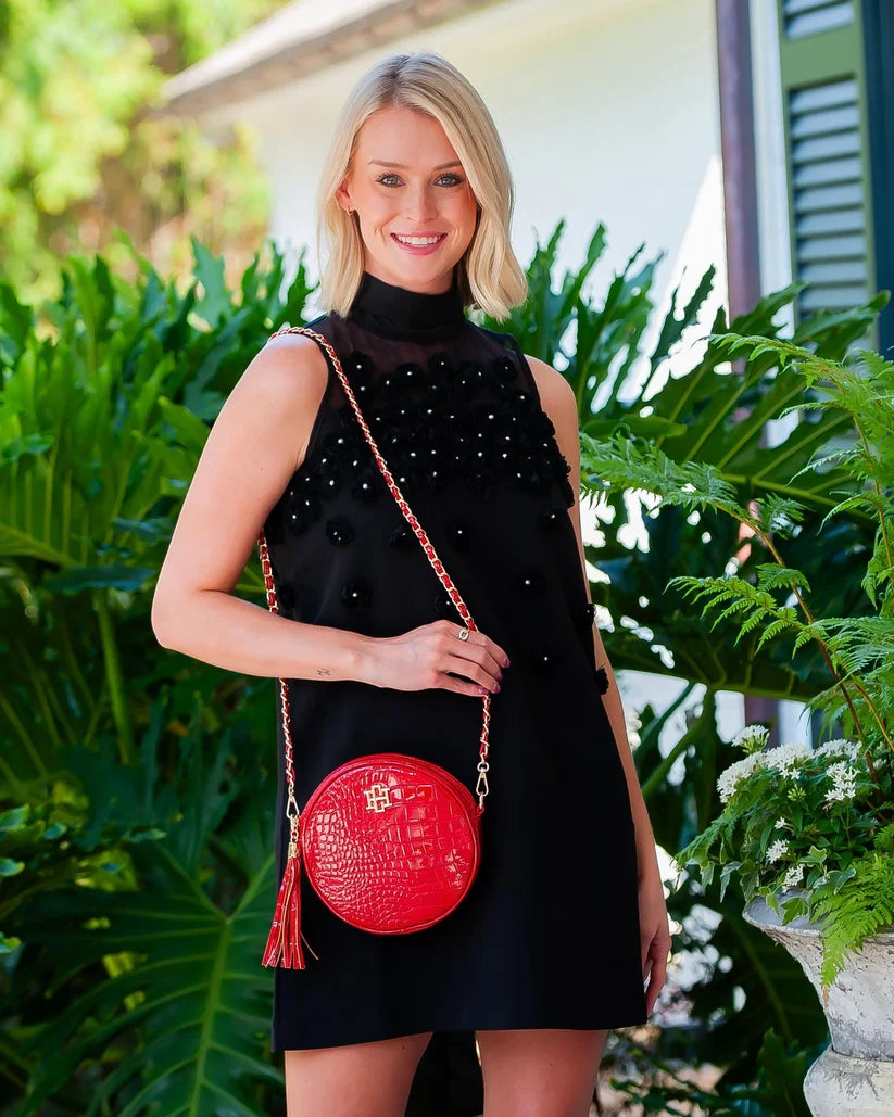 CAROLINE HILL CECE CIRCULAR CROSSBODY- RED PATENT EC
