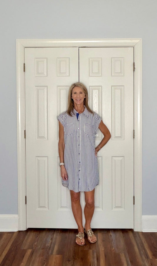 ADDISON STRIPED SHIRT DRESS - Gopher Lane Boutique & Gifts