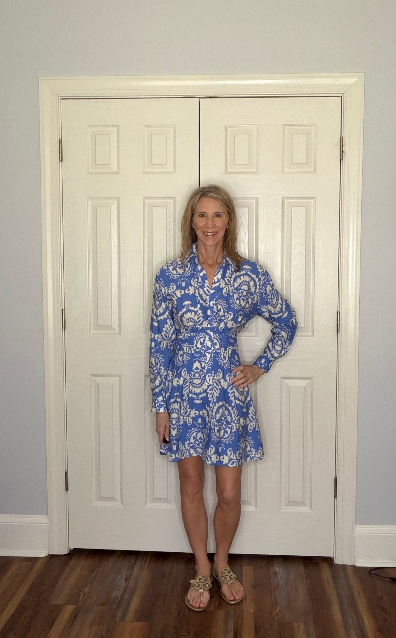 AMALFI AZURE DAMASK SHIRT DRESS - Gopher Lane Boutique & Gifts