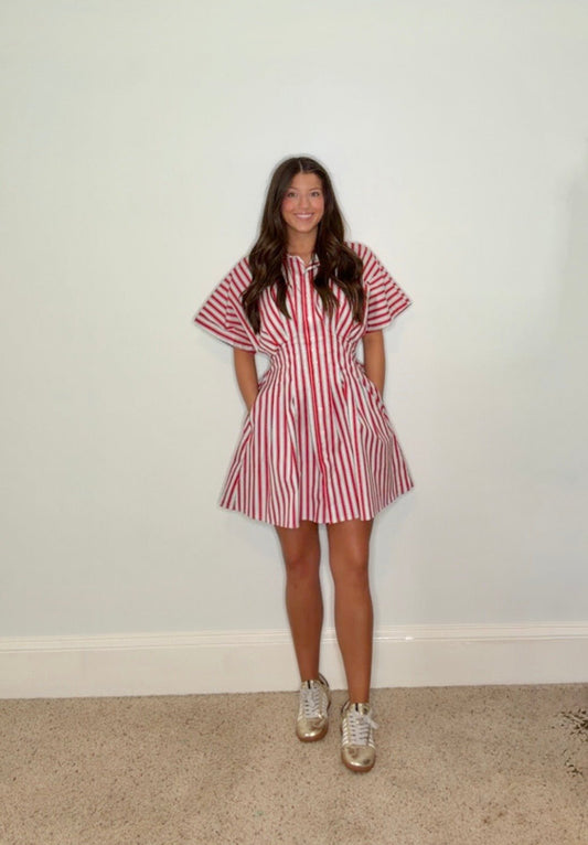 "AMERICA" STRIPED SHIRT DRESS BY KARLIE - Gopher Lane Boutique & Gifts