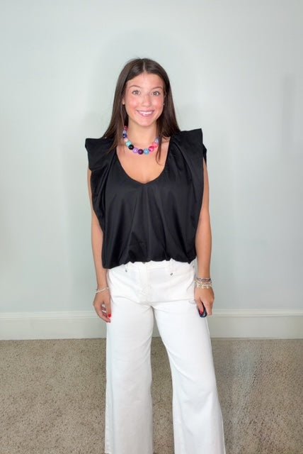 AURA BUBBLE HEM TOP IN BLACK BY KARLIE - Gopher Lane Boutique & Gifts