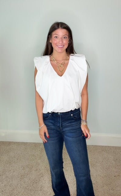 AURA BUBBLE HEM TOP IN WHITE BY KARLIE - Gopher Lane Boutique & Gifts