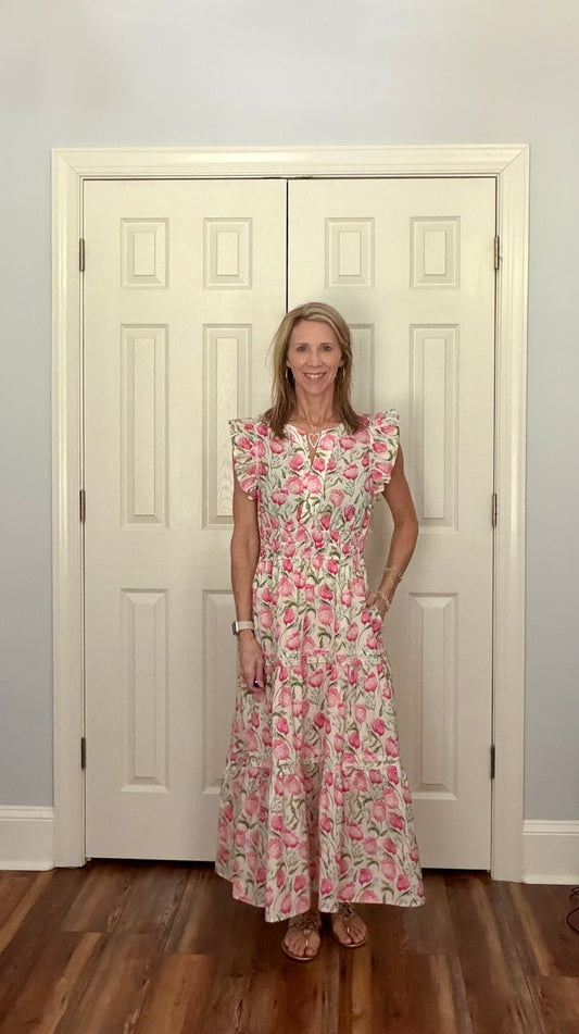 AURORA RUFFLED TULIP TIERED MAXI DRESS - Gopher Lane Boutique & Gifts