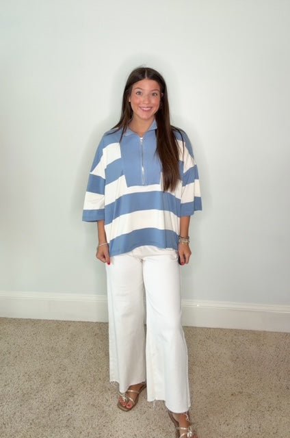 AZURE COAST STRIPED QUARTER-ZIP TOP - Gopher Lane Boutique & Gifts