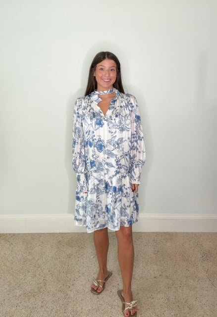 AZURE GARDEN GOLD FLORAL MINI DRESS - Gopher Lane Boutique & Gifts