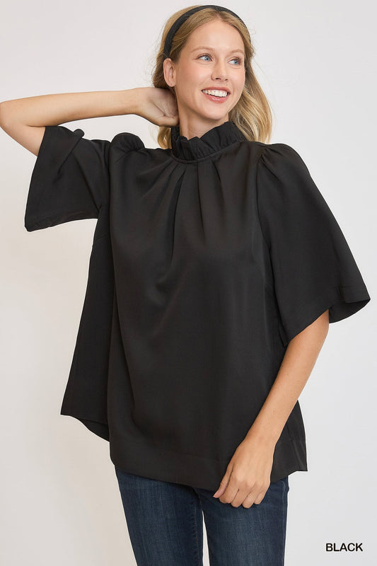 Bell Sleeve Top with Back Bow Tie - Gopher Lane Boutique & Gifts