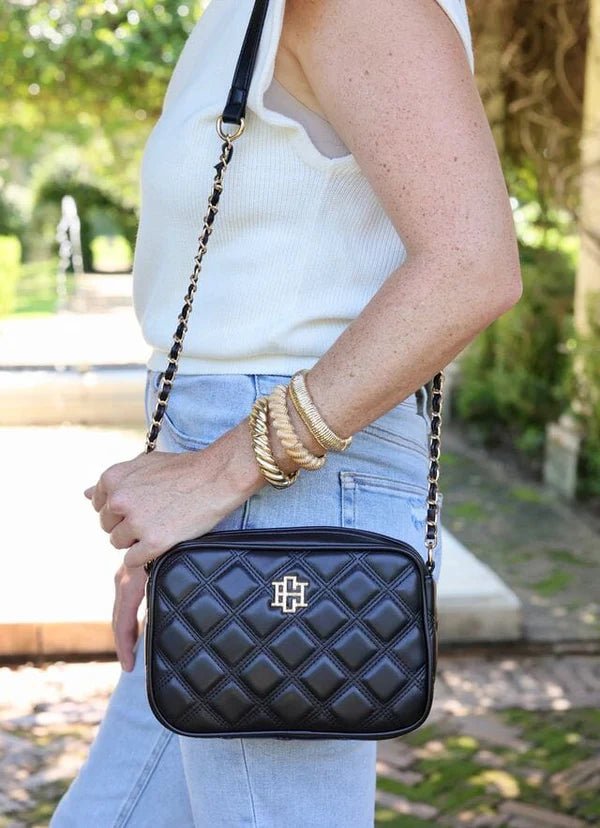 BRYCE CROSSBODY - BLACK QUILTED DQ - Gopher Lane Boutique & Gifts