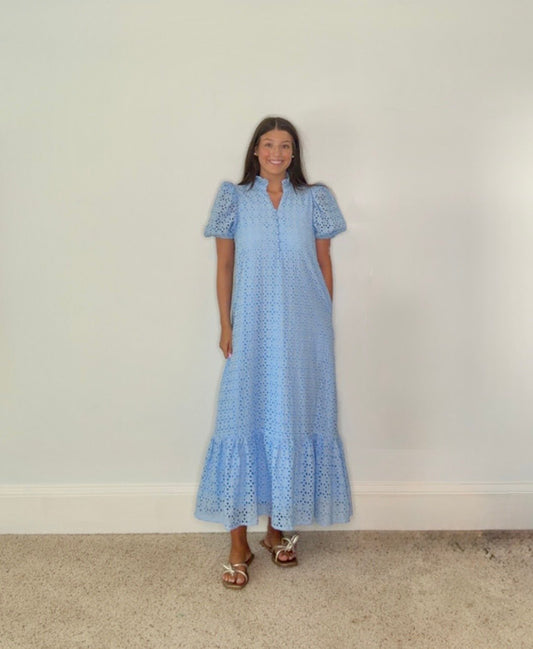 BRYLEE EYELET PUFF SLEEVE MAXE DRESS - Gopher Lane Boutique & Gifts
