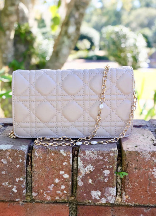 BRYNLEIGH CLUTCH CROSSBODY BAG - NUDE QUILTED LQ - Gopher Lane Boutique & Gifts