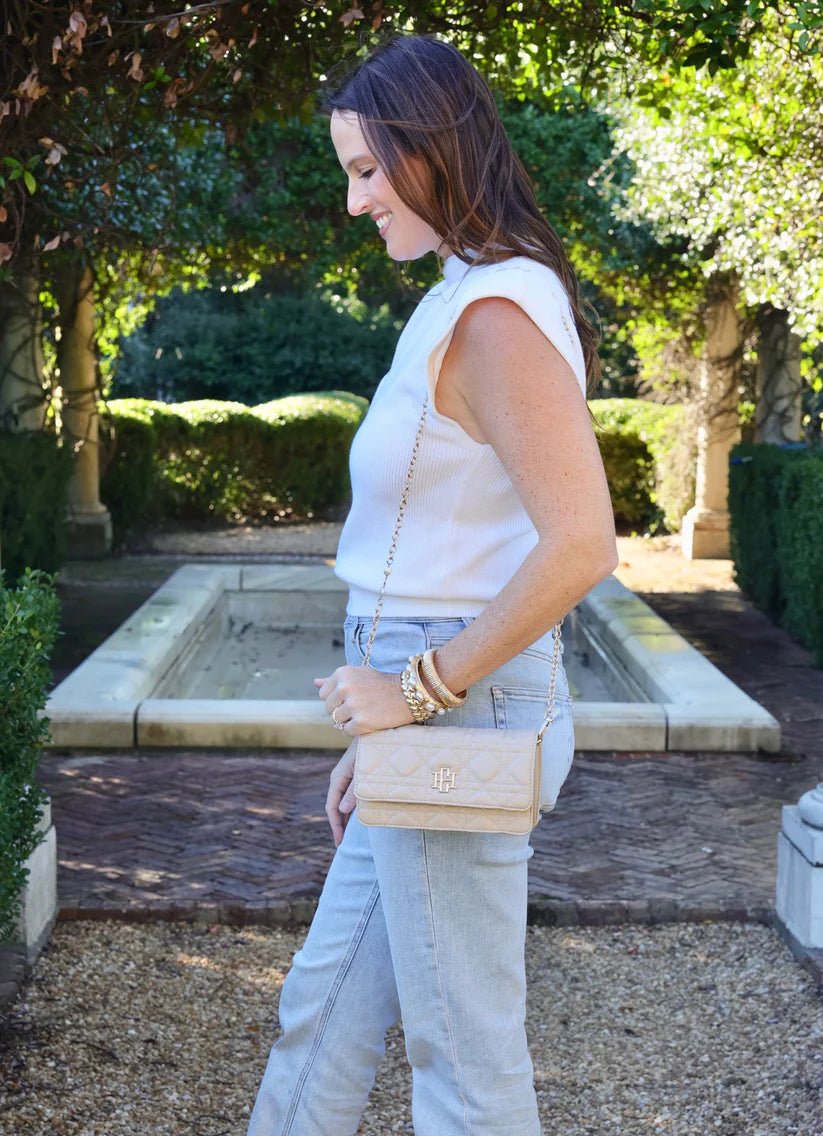 BRYNLEIGH CLUTCH CROSSBODY BAG - NUDE QUILTED LQ - Gopher Lane Boutique & Gifts