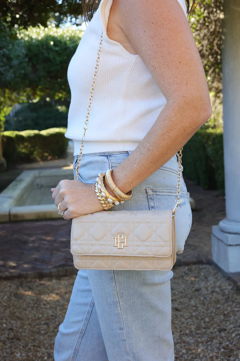 BRYNLEIGH CLUTCH CROSSBODY BAG - NUDE QUILTED LQ - Gopher Lane Boutique & Gifts