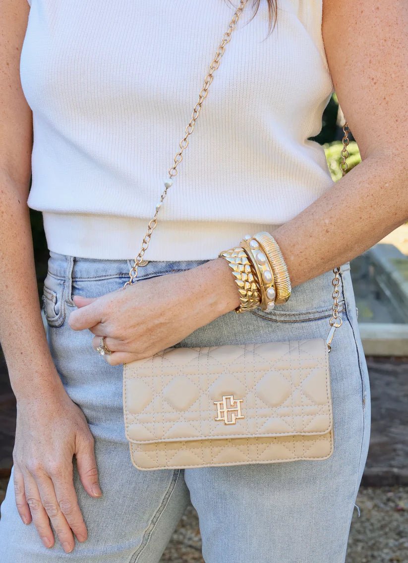 BRYNLEIGH CLUTCH CROSSBODY BAG - NUDE QUILTED LQ - Gopher Lane Boutique & Gifts