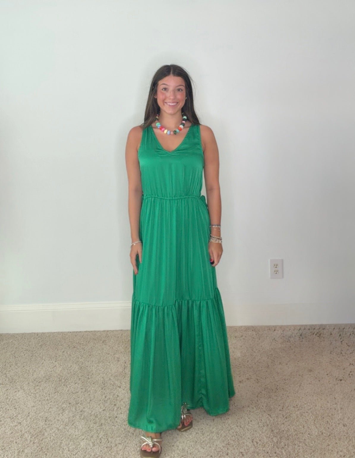 CAMILLE MAXI DRESS- GREEN - Gopher Lane Boutique & Gifts