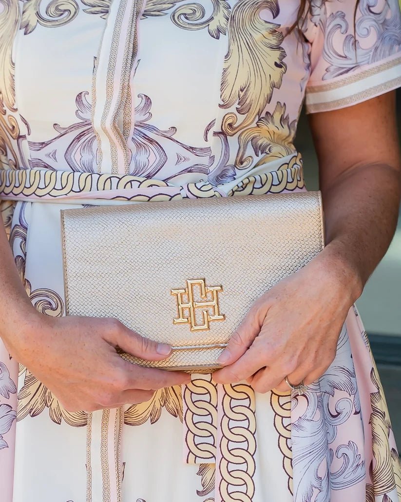 CAROLINE HILL BRYN CLUTCH/CROSSBODY-WOVEN GOLD - Gopher Lane Boutique & Gifts