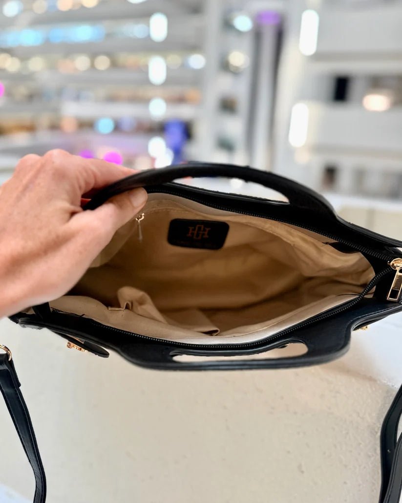 CAROLINE HILL SAVANNAH HANDBAG- LATTE BLACK - Gopher Lane Boutique & Gifts