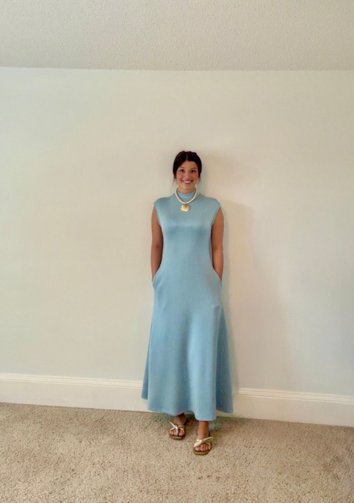 CELESTE MOCK NECK DRESS - SKY BLUE - Gopher Lane Boutique & Gifts